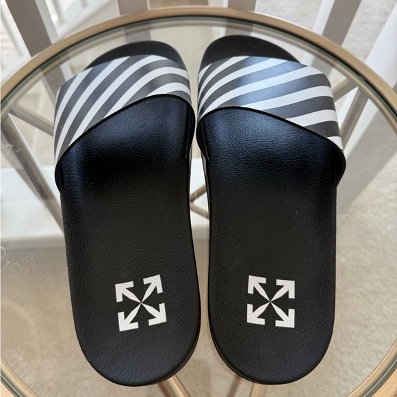 Size 9US/ 43EU - Off-White Black & White Diagonal Stripe Slide Sandals main image 6